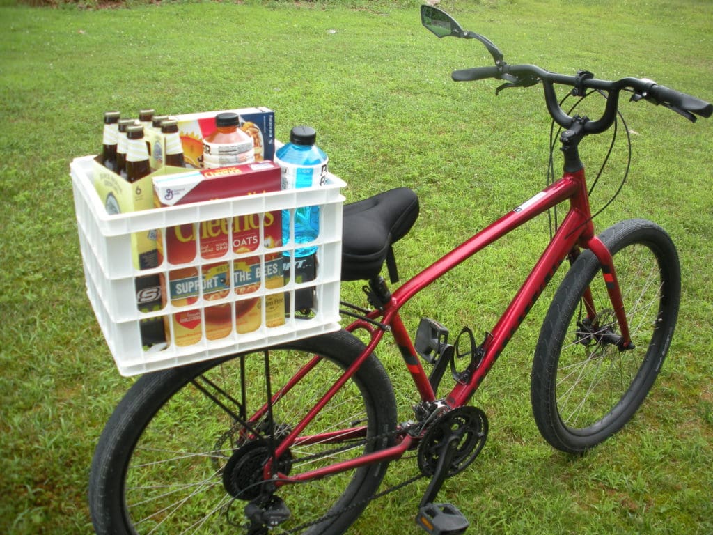 milk crate on motorcycle