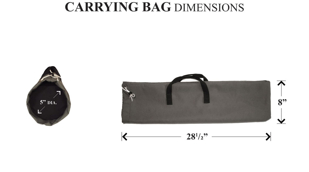 A picture of the size and length of a carrying bag.