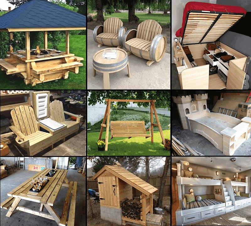 collage of woodworking projects